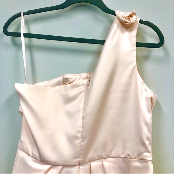 NWT Aryn K Peach Champagne One Shoulder Dress - Picture 5 of 7